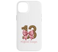 Custodia per iPhone 14 Plus 13° compleanno leopardato fiocco rosa ufficiale teen