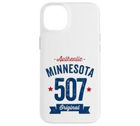 Custodia per iPhone 14 Plus 507 Minnesota Codice Area Distressed Autentico Blu Testo