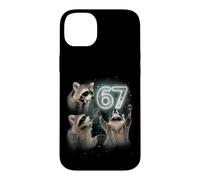 Custodia per iPhone 14 Plus 67 Meme Racoon Howling At The Moon 67 T-Shirt 6 7 Halloween