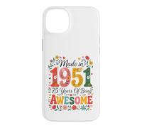 Custodia per iPhone 14 Plus 75 Year Old Made in 1951 Retro Floral 75th Birthday Women