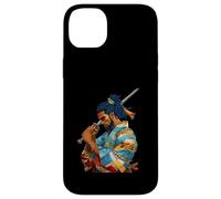 Custodia per iPhone 14 Plus Afro Americano Samurai Anime Cartoon Giapponese Bushido Guerriero