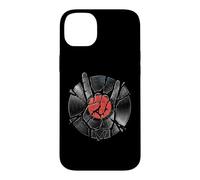 Custodia per iPhone 14 Plus Amante dei dischi in vinile da collezione Rock Horns Hand Splinter Music
