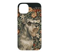 Custodia per iPhone 14 Plus Arte floreale vintage Schnauzer sale e pepe