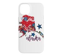Custodia per iPhone 14 Plus Arte regionale con stelle scozzesi floreali dell'Alaska