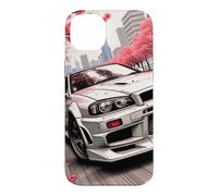 Custodia per iPhone 14 Plus Auto da corsa JDM Drift vintage Tokyo Sakura Flower Blossom Art