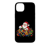 Custodia per iPhone 14 Plus Babbo Natale in mattoncini per costruire maestri edifici
