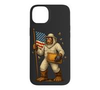 Custodia per iPhone 14 Plus Bandiera americana degli agricoltori del miele Bigfoot dell'apicoltore del Labor Day