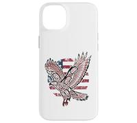Custodia per iPhone 14 Plus Bandiera patriottica dei nativi americani indiani dalla coda rossa Hawk USA
