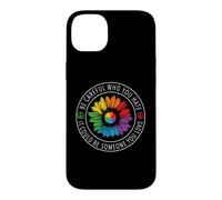 Custodia per iPhone 14 Plus Be Careful Who You Hate Rainbow Sunflower Gay LGBT Pride