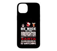 Custodia per iPhone 14 Plus Be Nice To The Firefighter Santa Is Watching Funny Christmas