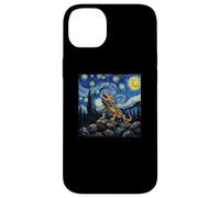 Custodia per iPhone 14 Plus Bearded dragons Prehistoric Starry Night Van Gogh Style
