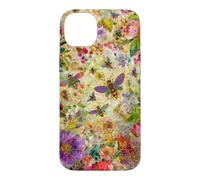 Custodia per iPhone 14 Plus Bees Boho Wildflowers foglie e vetro colorato floreale