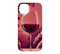 Custodia per iPhone 14 Plus Bicchiere da vino oversize minimalista su uno sfondo saturo