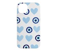 Custodia per iPhone 14 Plus Blu scuro scuro Evil Eye Greco Eye Cute Heart Eye Pattern