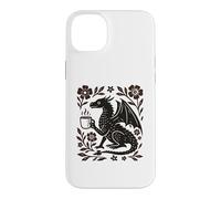 Custodia per iPhone 14 Plus Boho Drago Bere Caffè Folk Art Mitico Bestia