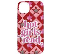 Custodia per iPhone 14 Plus Book Lover Hot Girls Read Preppy Pink Red Star Y2K
