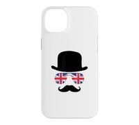 Custodia per iPhone 14 Plus British Gentleman - Cappello a bombetta, motivo: aviatori Union Jack