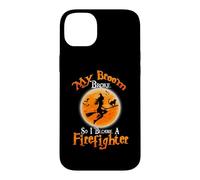 Custodia per iPhone 14 Plus Broom Broke So I Became A Firefighter Halloween Costume