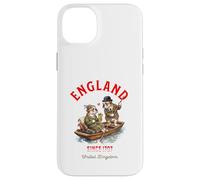 Custodia per iPhone 14 Plus Bulldog inglese cani coppia innamorata drink barca Inghilterra