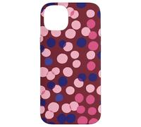 Custodia per iPhone 14 Plus Burgundy and Pink Polka Dot Fun Pattern