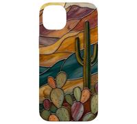 Custodia per iPhone 14 Plus Cactus di vetro colorato Artful Trendy