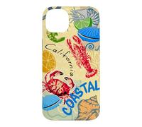 Custodia per iPhone 14 Plus California Coastal Seafood Collage Retro Beach Food Art