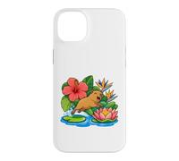 Custodia per iPhone 14 Plus Capybara salta da Lily Pad su Lotus Boat