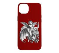 Custodia per iPhone 14 Plus Carattere alato demoniaco cavalcando un drago a due teste ritagliato