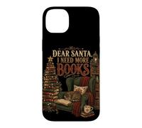 Custodia per iPhone 14 Plus Caro Babbo Natale ho bisogno di più libri Lettore di Natale Amante dei libri