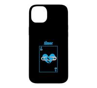 Custodia per iPhone 14 Plus Carta d'amore perso di colore blu Grafica blu