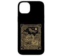 Custodia per iPhone 14 Plus Carta dei tarocchi con lucertola dal collo celeste