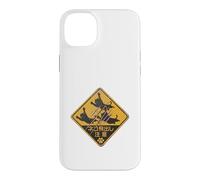 Custodia per iPhone 14 Plus Cartello retrò giapponese con gatto che attraversa la scritta "Caution Leaping Cats