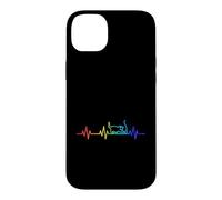 Custodia per iPhone 14 Plus Cat Love Heartbeat Vita Cuore ECG Pulse