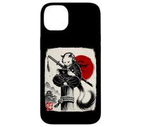 Custodia per iPhone 14 Plus Cat Ninja Gamer Giapponese Sumi-e Gioco Samurai Art