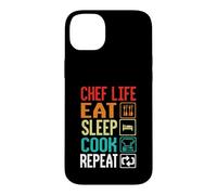 Custodia per iPhone 14 Plus Chef Life Eat Cook Repeat Funny Cooking Chefs Lover