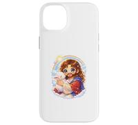 Custodia per iPhone 14 Plus Chibi Gesù Cristo Kawaii Tenendo l'Agnello