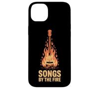 Custodia per iPhone 14 Plus Chitarra acustica sul falò Songs by the fire