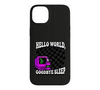 Custodia per iPhone 14 Plus Coder Hello World Goodbye Sleep Computer Science Retro