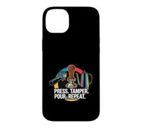 Custodia per iPhone 14 Plus Coffee Barista Espresso Press Tamper Pour Repeat
