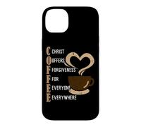 Custodia per iPhone 14 Plus Coffee Christ Offers Forgiveness For Everyone Everywhere