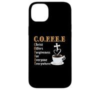 Custodia per iPhone 14 Plus Coffee Christ Offers Forgiveness Quote Cafeine Baristas