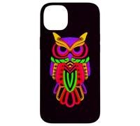 Custodia per iPhone 14 Plus Colorful Owl Line Art Geometrico Astratto Notte Uccello Gra