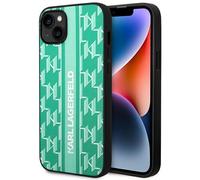Custodia per iPhone 14 Plus con monogramma Karl Lagerfeld a righe verdi
