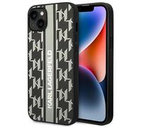 Custodia per iPhone 14 Plus con monogramma Karl Lagerfeld e strisce grigie