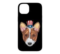 Custodia per iPhone 14 Plus Corgi Uncle Sam 4 luglio USA Dog Puppy