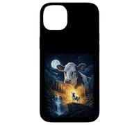 Custodia per iPhone 14 Plus Cow Howling to The Moon Vintage Funny Cow