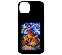Custodia per iPhone 14 Plus Cozy Chicken Playing Guitar Whimsical Art Music Farmer Hen