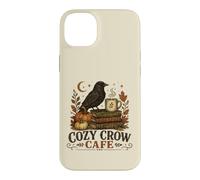 Custodia per iPhone 14 Plus Cozy Crow Cafe, design vintage per amanti del caffè autunnale