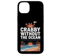 Custodia per iPhone 14 Plus Crabby Without The Ocean Funny Beach Vacation Crab