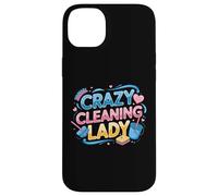 Custodia per iPhone 14 Plus Crazy Cleaning Lady Housekeeping Governante Pulitore divertente